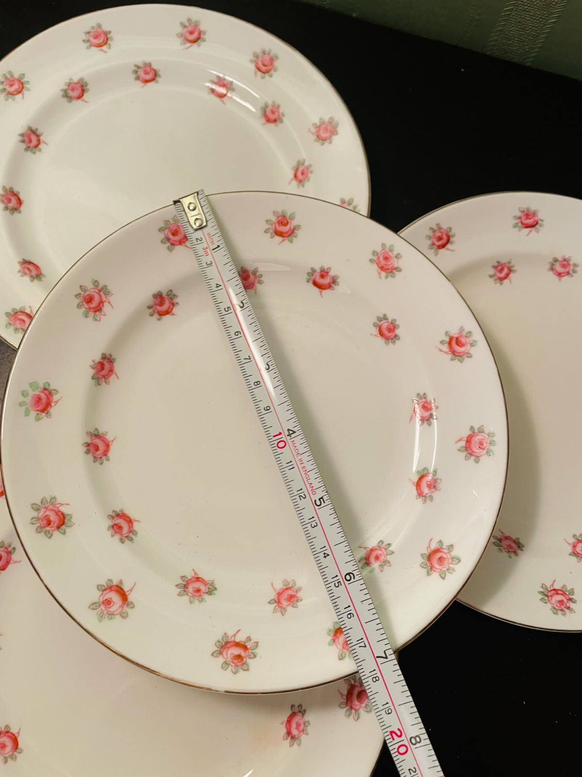 Rosalind China Pink Rose Bone China Plates Set of 4