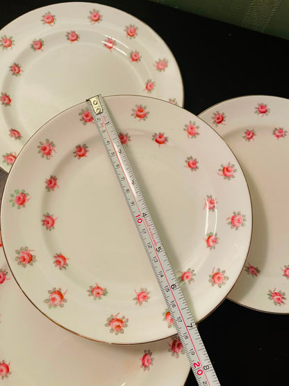 Rosalind China Pink Rose Bone China Plates Set of 4