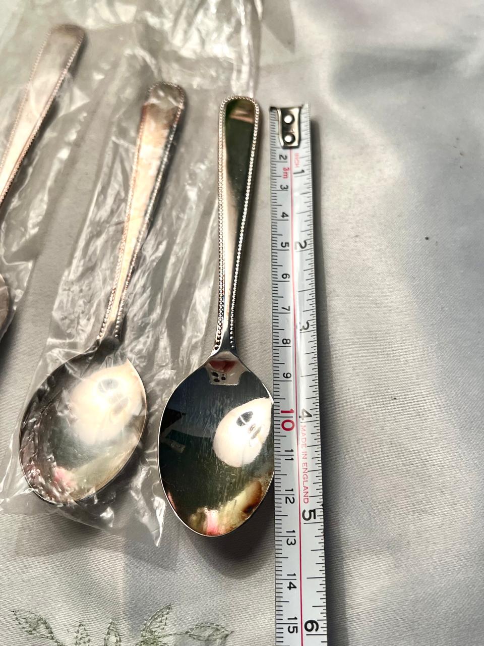 Vintage Silver-Tone Teaspoon / Dessert Spoon with Beaded Edge Approx. 13 cm