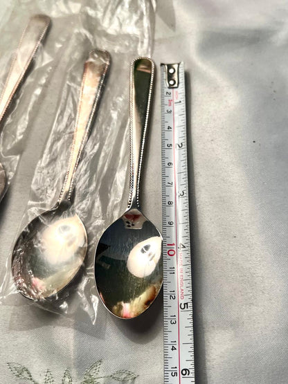 Vintage Silver-Tone Teaspoon / Dessert Spoon with Beaded Edge Approx. 13 cm
