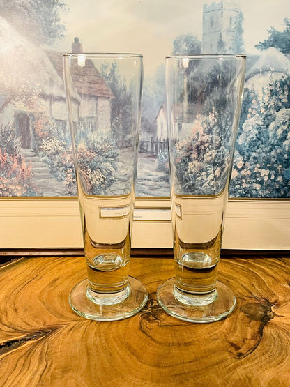 Set of 2 Clear Pilsner Vase | Tall Footed Beer Vases