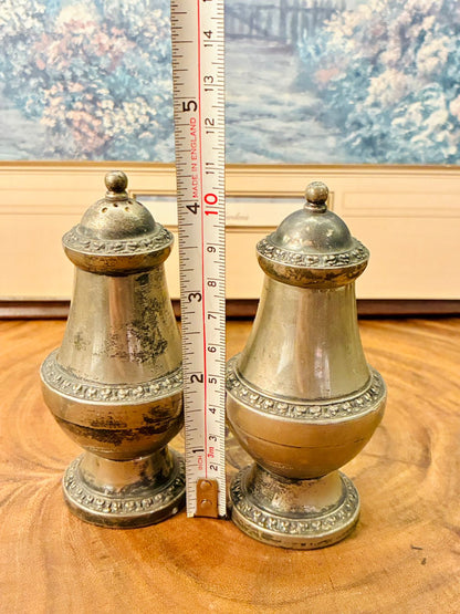 Vintage Silver Tone Salt and Pepper Shaker Set