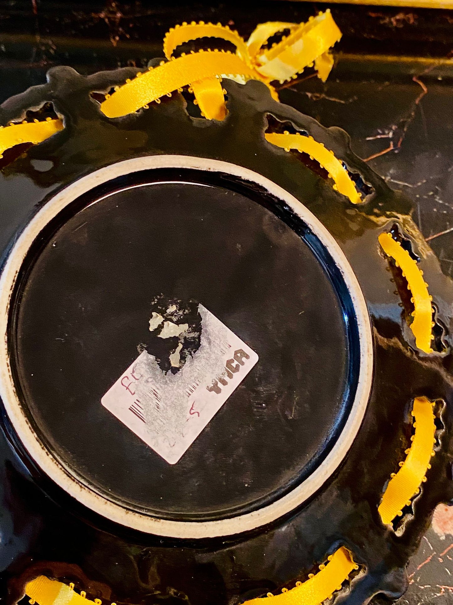 (Rare find) Japanese Floral Decor Plate with Ribbon Accent – Hand-Painted Porcelain (Approx. 7 Inches)