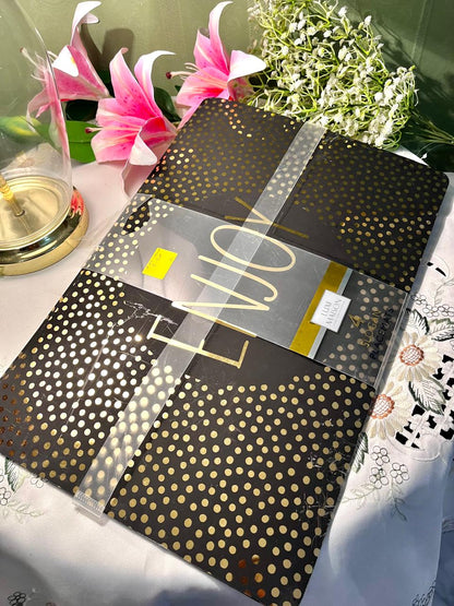 Luxe Maison Black & Gold Placemats 4-Piece Set 17 Inch