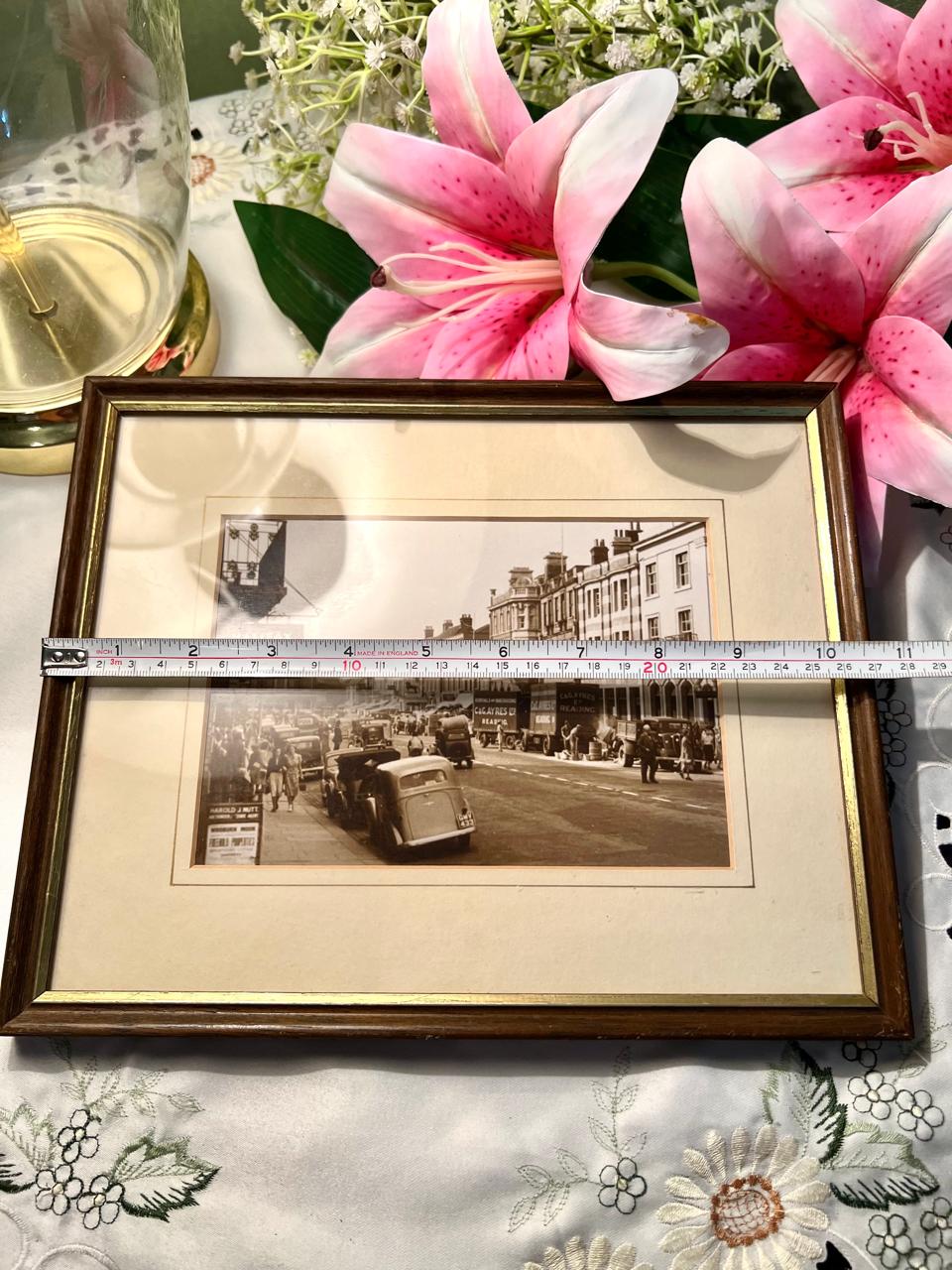 Vintage British Street Scene Framed Print Approx. 30 cm