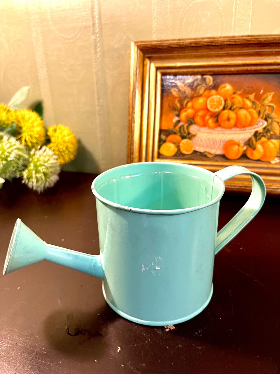 Vintage Mint Green Metal Watering Can – 5 Inch
