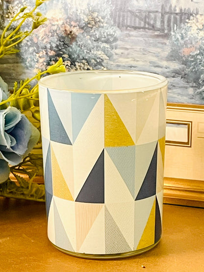 Geometric Glass Jar Candle Modern Home Decor Accent