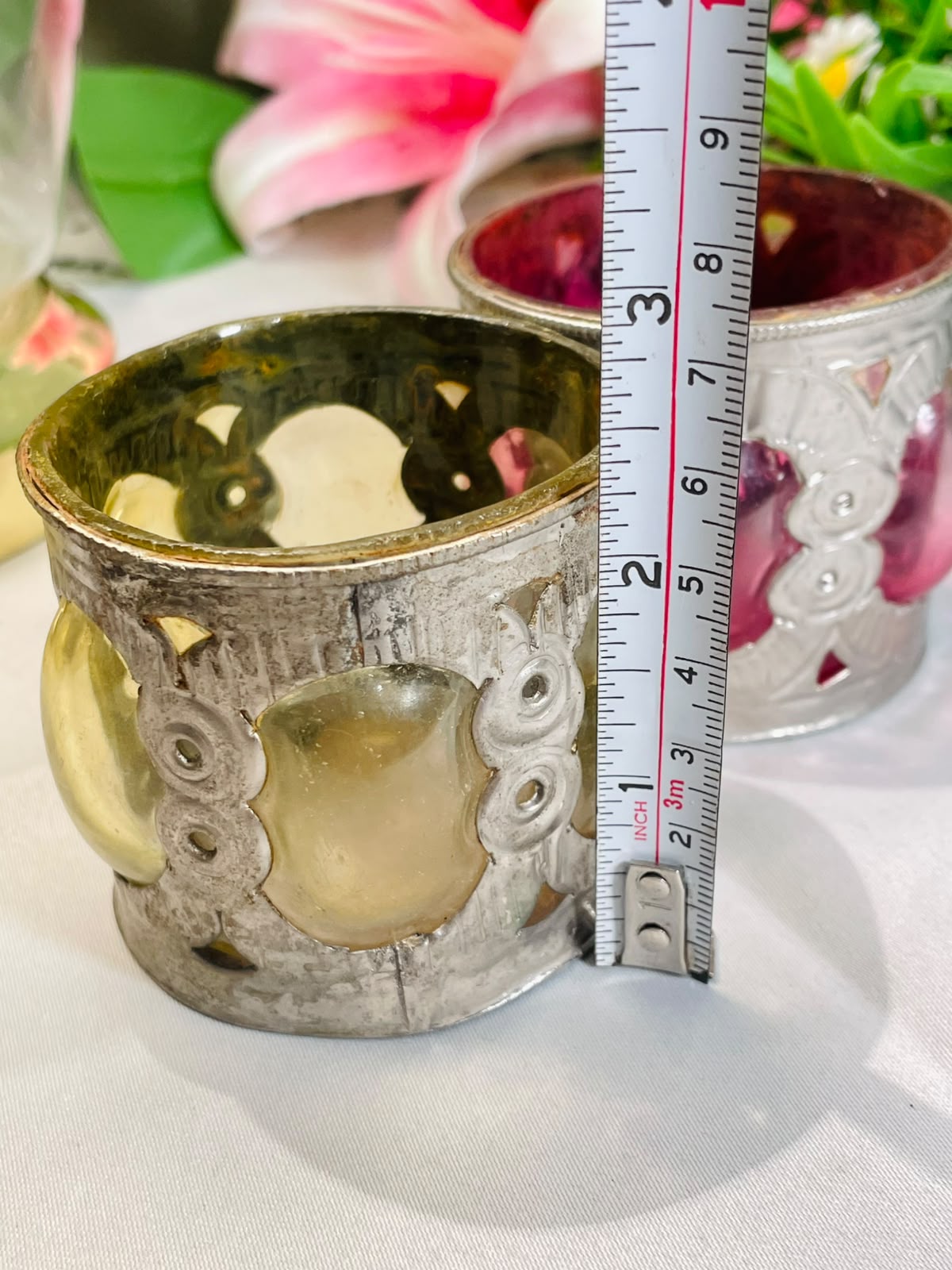 Silver-Tone Owl Crystal Candle Holders – 2 Pieces, 7 cm