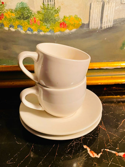 White Espresso Cup & Saucer Set – Made in England – Set of 2
