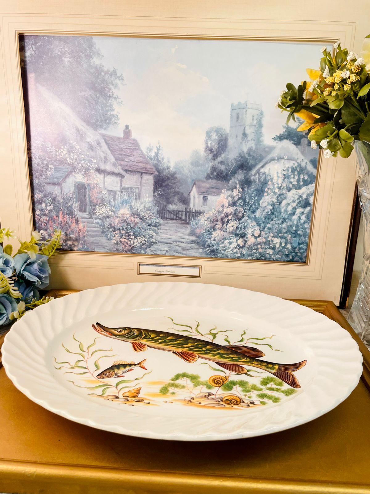 Vintage Fish Design Large Serving Dish