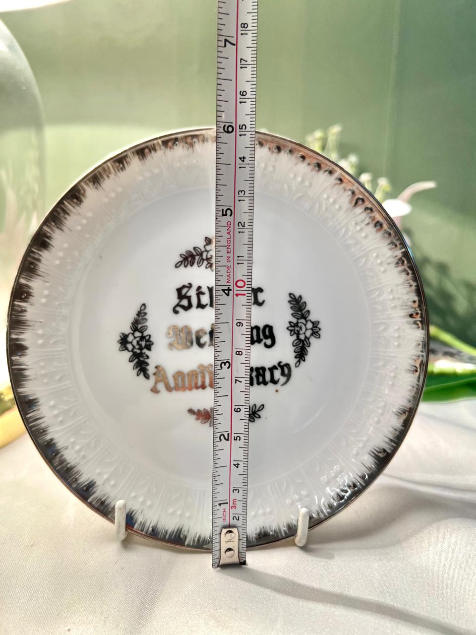 Made in Japan Silver Wedding Anniversary Wall Plate 15cm