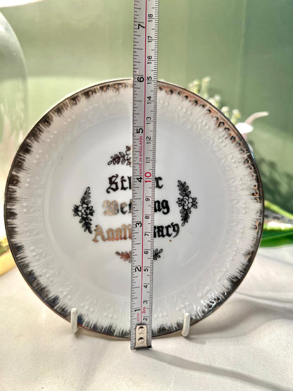 Made in Japan Silver Wedding Anniversary Wall Plate 15cm