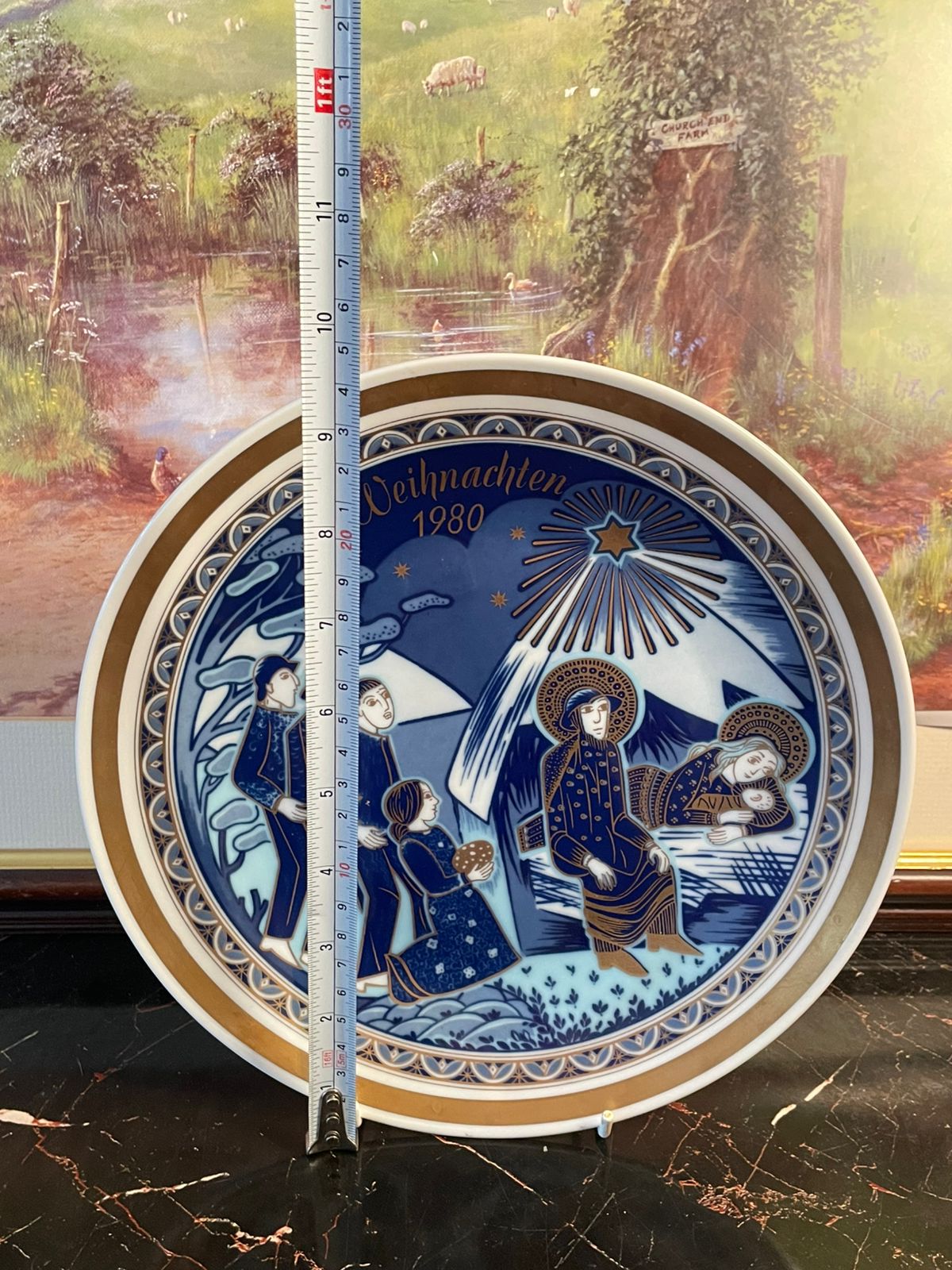 Rare 1980 Bavarian Echt Kobalt Christmas Plate – Limited Edition with 24K Gold