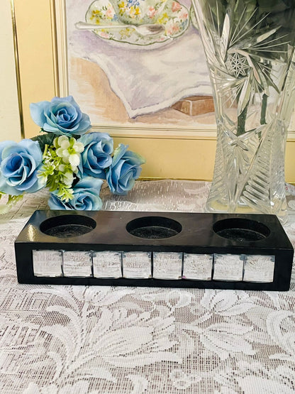 Rustic Triple Tea Light Candle Holder Tray