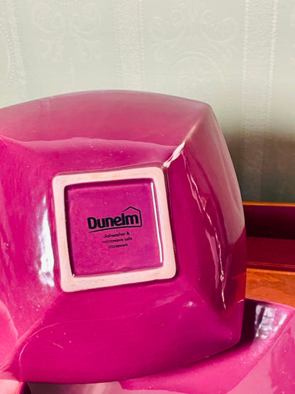 Dunelm Magenta Pink Square Ceramic Bowls 7 Inch – Set of 4
