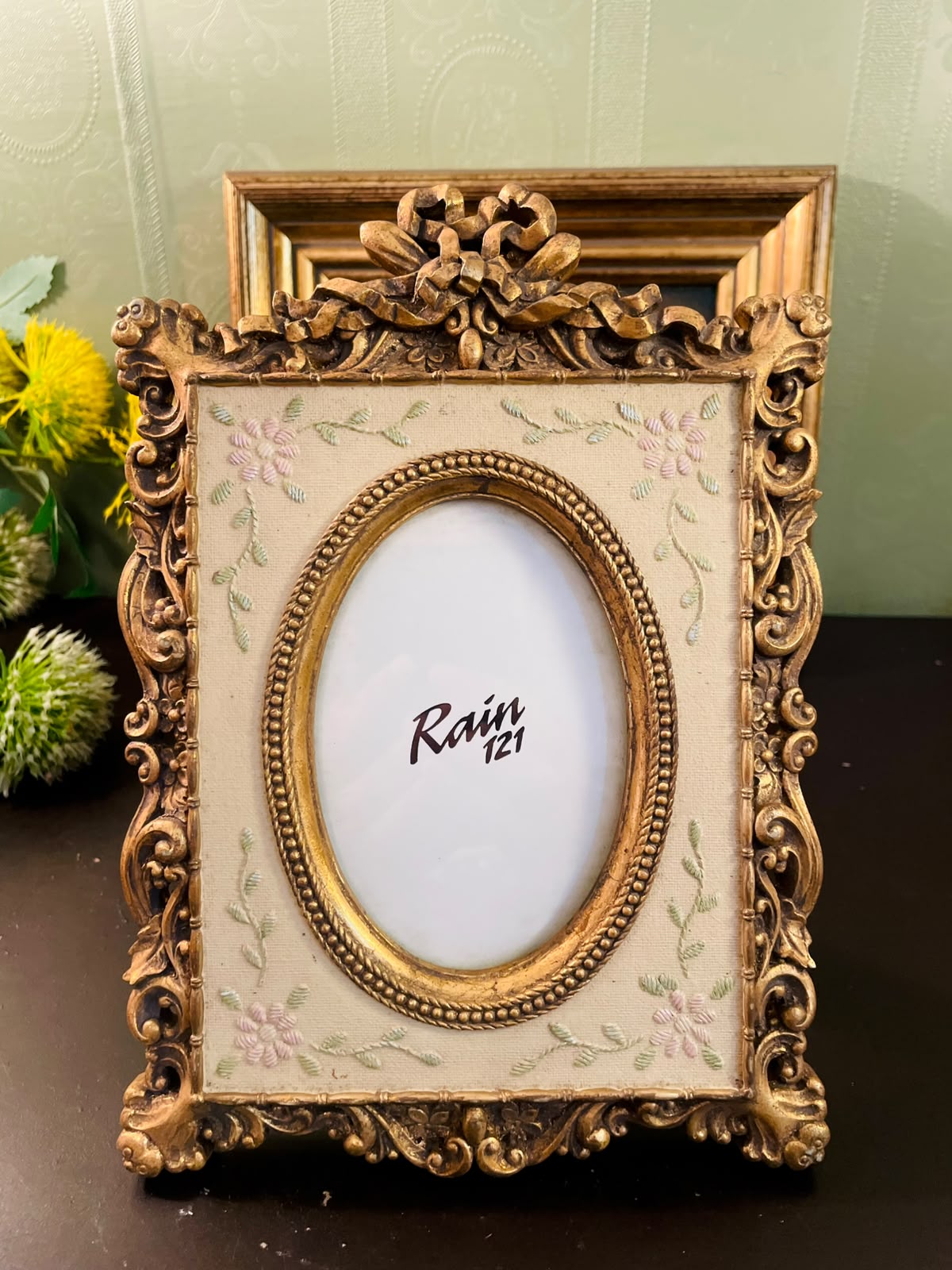 Victorian Ornate Gold Photo Frame 8 Inch Floral Embroidered Picture Frame