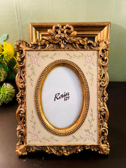 Victorian Ornate Gold Photo Frame 8 Inch Floral Embroidered Picture Frame