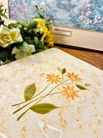 Hand Painted Floral Ceramic Serving Tray Platter