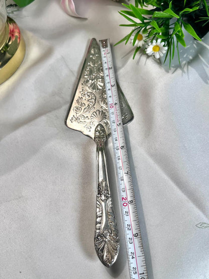 Silver-Tone Ornate Cake Server – 24 cm