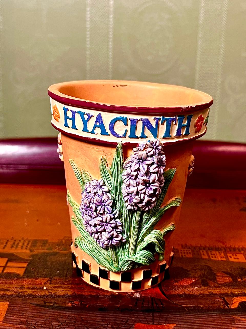 Hyacinth Embossed Ceramic Planter Pot 5 Inch | Floral Plant Pot