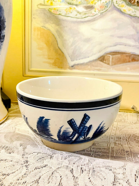 Vintage Blue Windmill Serving Bowl – 6in