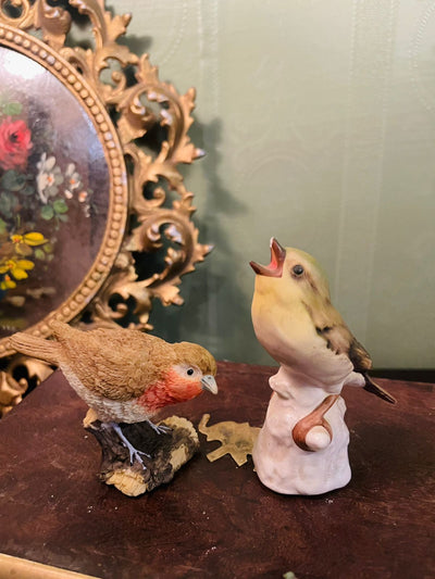 Vintage Songbird Figurine Set of 2 Woodland Bird Décor