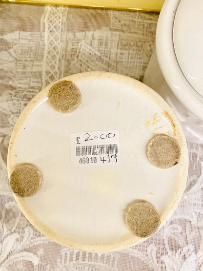 Vintage White Ceramic Coffee & Tea Storage Jars – Set of 2