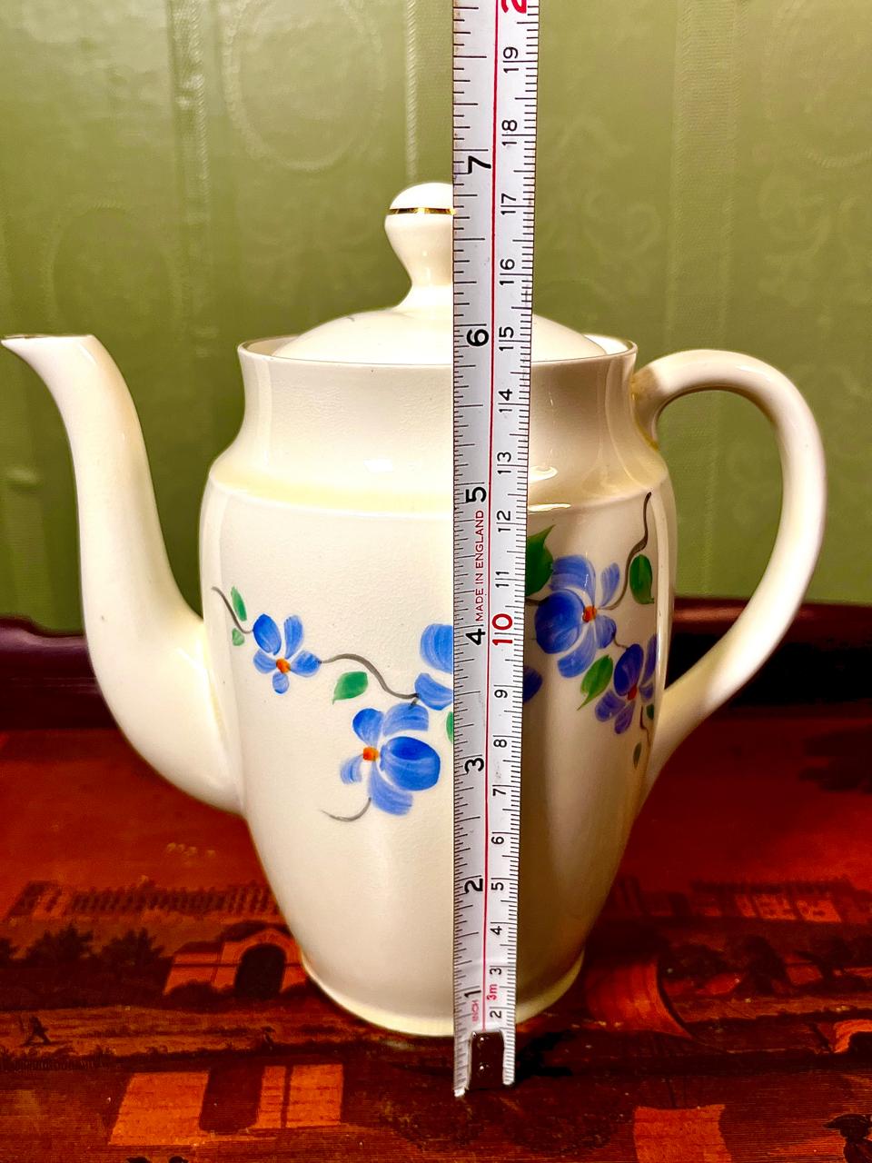 Vintage Blue Floral Ceramic Coffee Pot | Tea Pot | 7 Inch