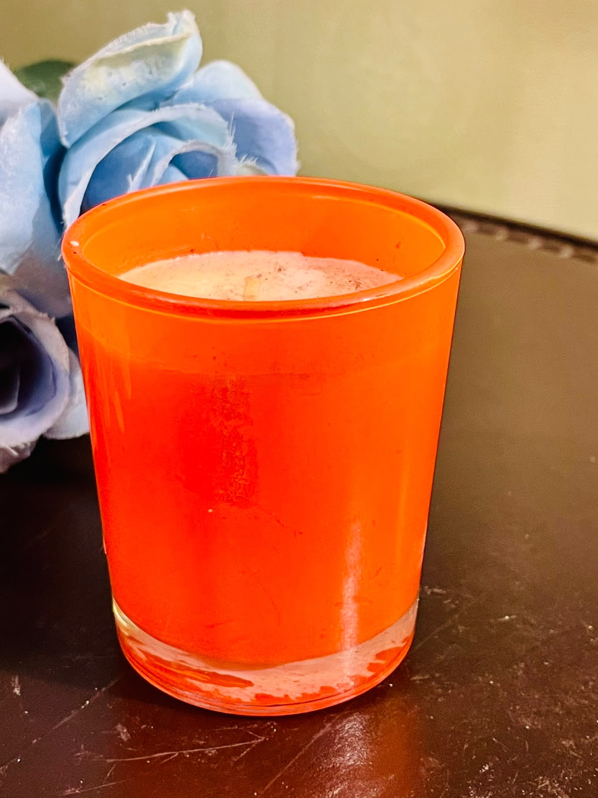 Orange Frosted Crystal Scented Candle – Decorative Votive 8cm