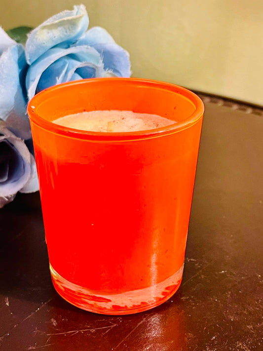 Orange Frosted Crystal Scented Candle – Decorative Votive 8cm