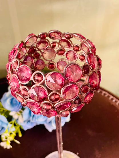 Vintage Pink Crystal Candle Holder 30cm