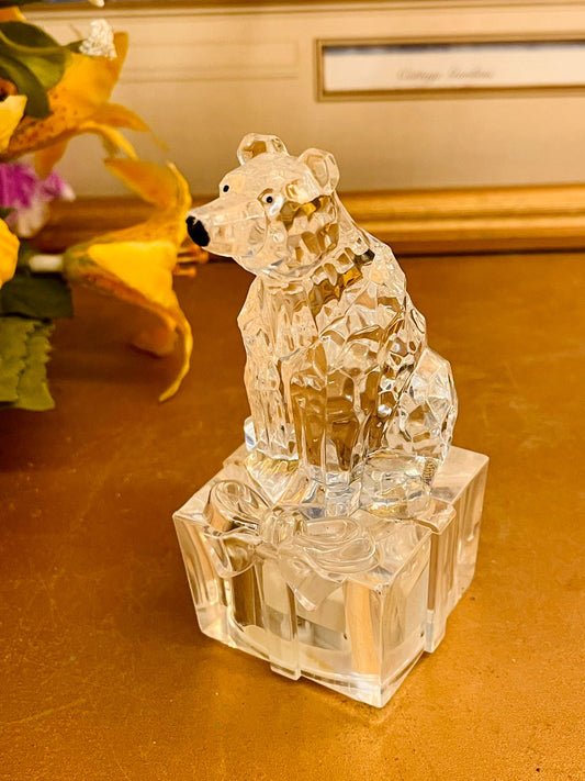 Vintage Crystal Bear LED light Figurine | Glass Decor