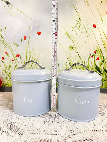 Vintage Grey Tea & Sugar Kitchen Canister Set