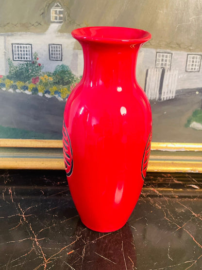 Red Oriental Ceramic Vase ( 20cm )– Gloss Finish with Double Happiness Symbol. Japan