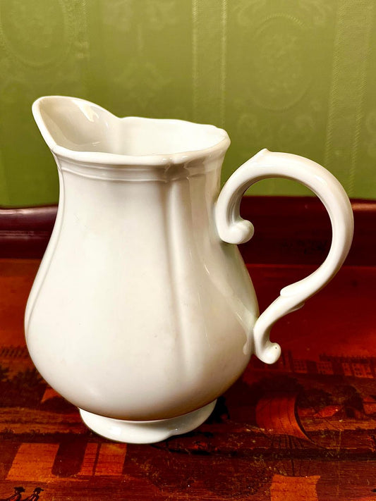Vintage White Ceramic Creamer Jug | 5 Inch Milk Pitcher