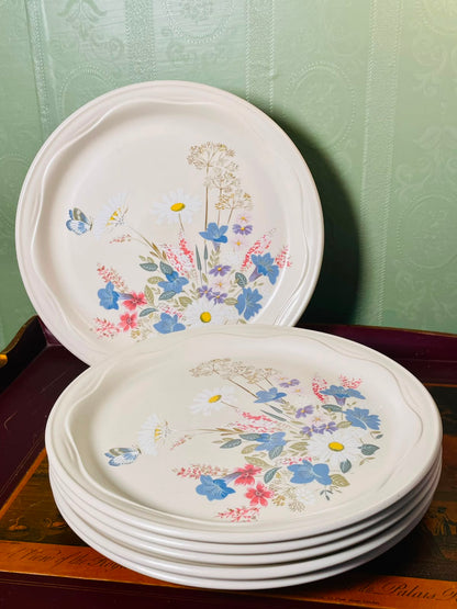 Poole England Springtime Floral Dinner Plates 10" – Set of 6