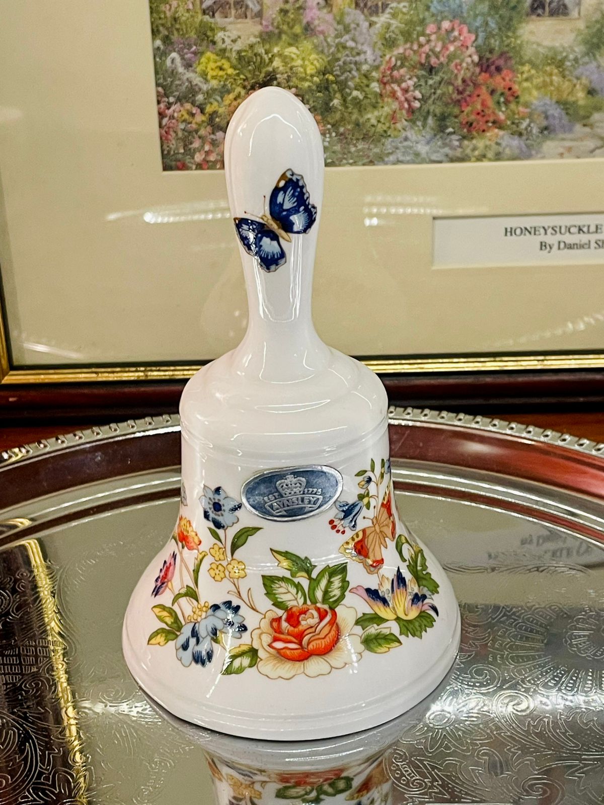 Aynsley, Cottage Garden Bell, Fine Bone China Bell, Collectible China, Vintage Bell, Butterfly Decor, Floral Home Decor, Cottagecore Decor, English Bone China, Made in England, Tea Time Collectibles, Display Bell, China Gift Idea