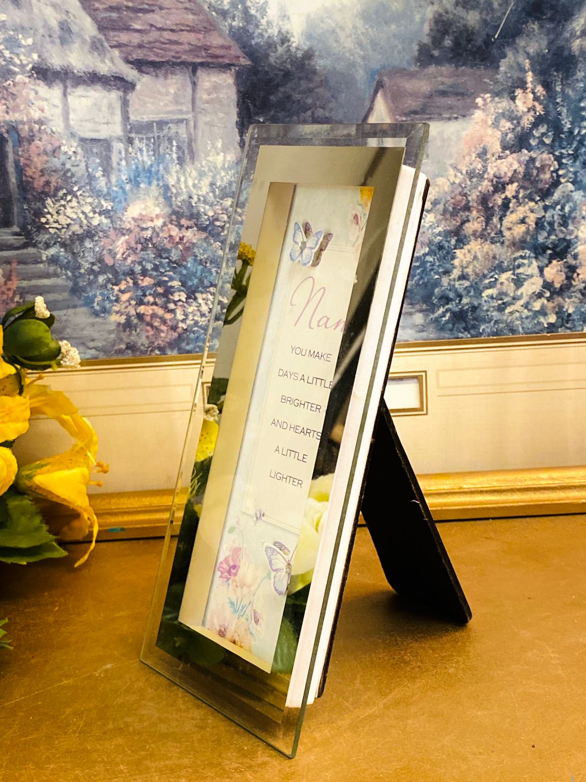 Nan Sentimental Glass Photo Frame – Butterfly Floral Inspirational Plaque