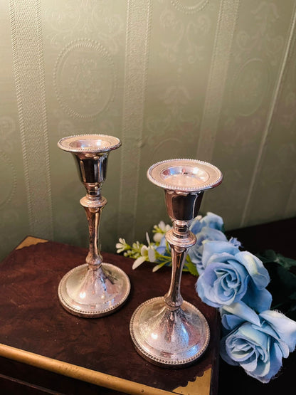 Pair of Vintage Silver Plated Candlesticks 5.5 Inch