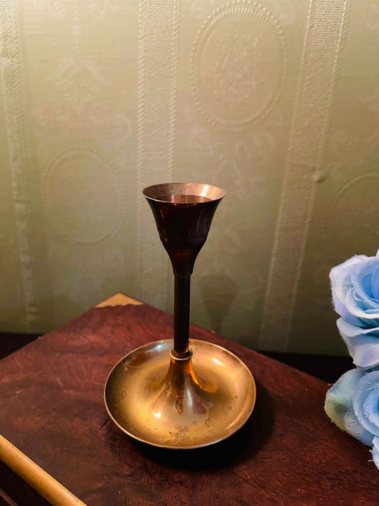 Vintage Brass Candlestick Holder 4.5 Inch Decorative Candle Stand
