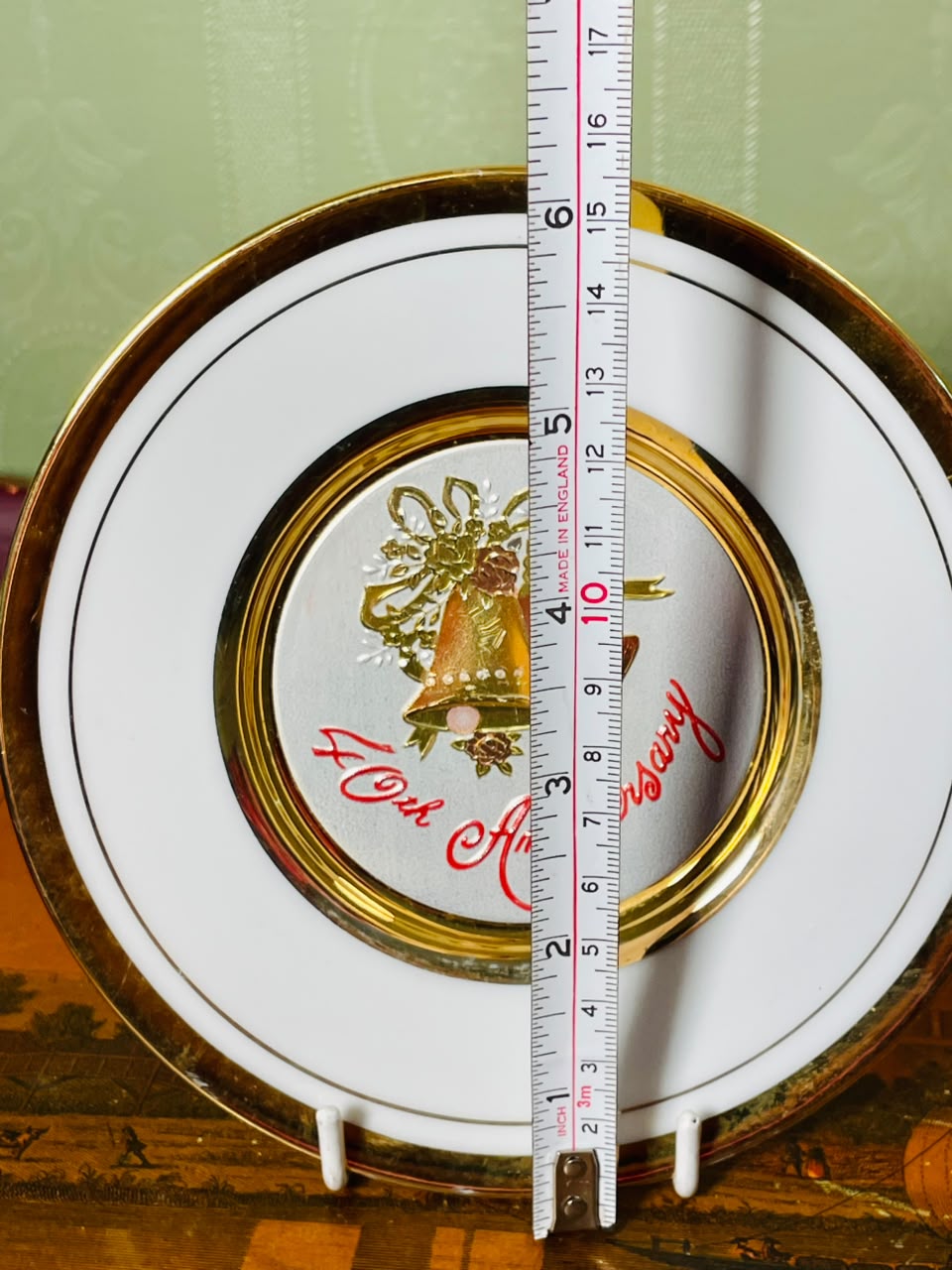 Japanese Chokin 24K Gold Edged Anniversary Wall Plate – 6"