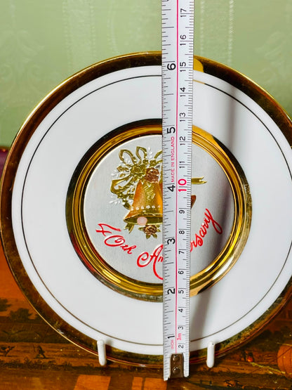 Japanese Chokin 24K Gold Edged Anniversary Wall Plate – 6"