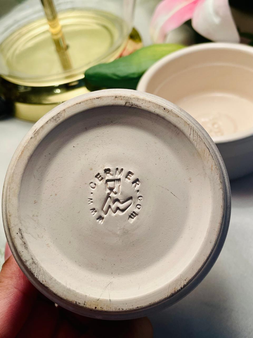 Set of 2 German Stoneware Ramekin Bowls – Cream & Dark Brown, Approx. 9 cm