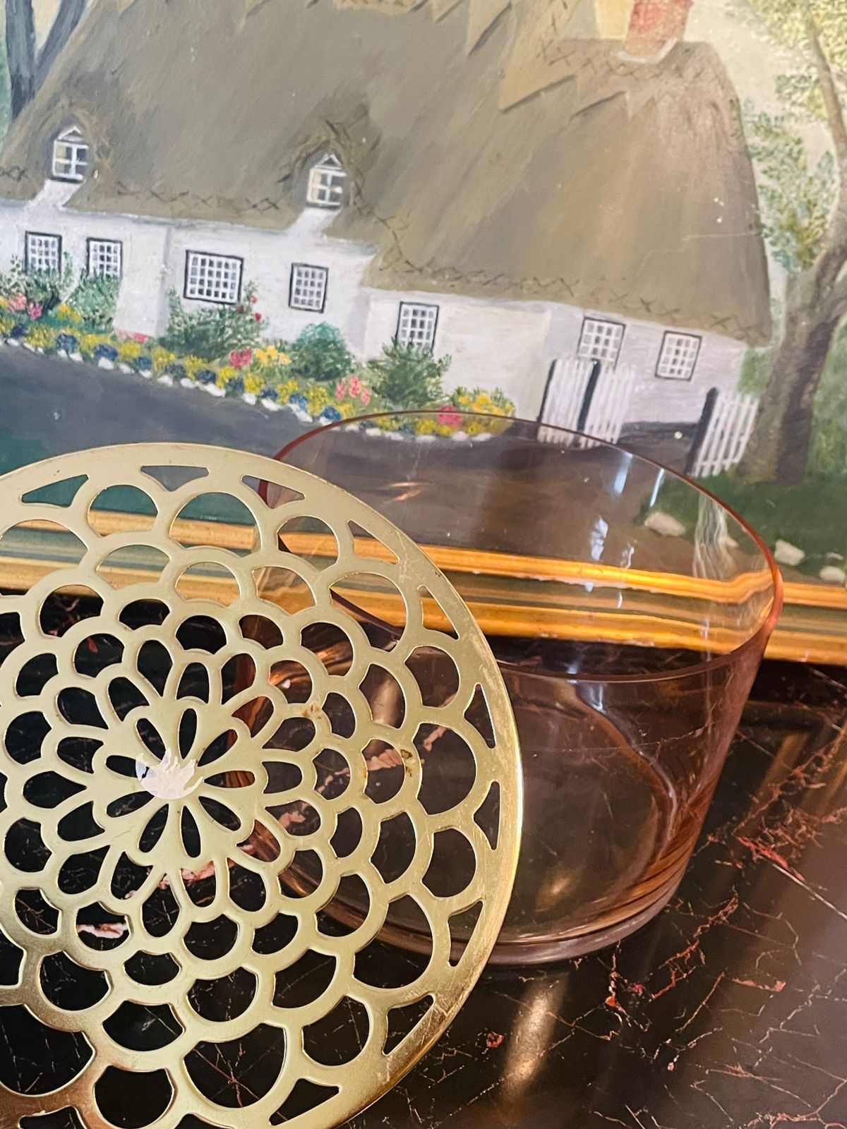 Large Modern Glass Storage Jar with Gold Cutwork Lid – Decorative & Functional