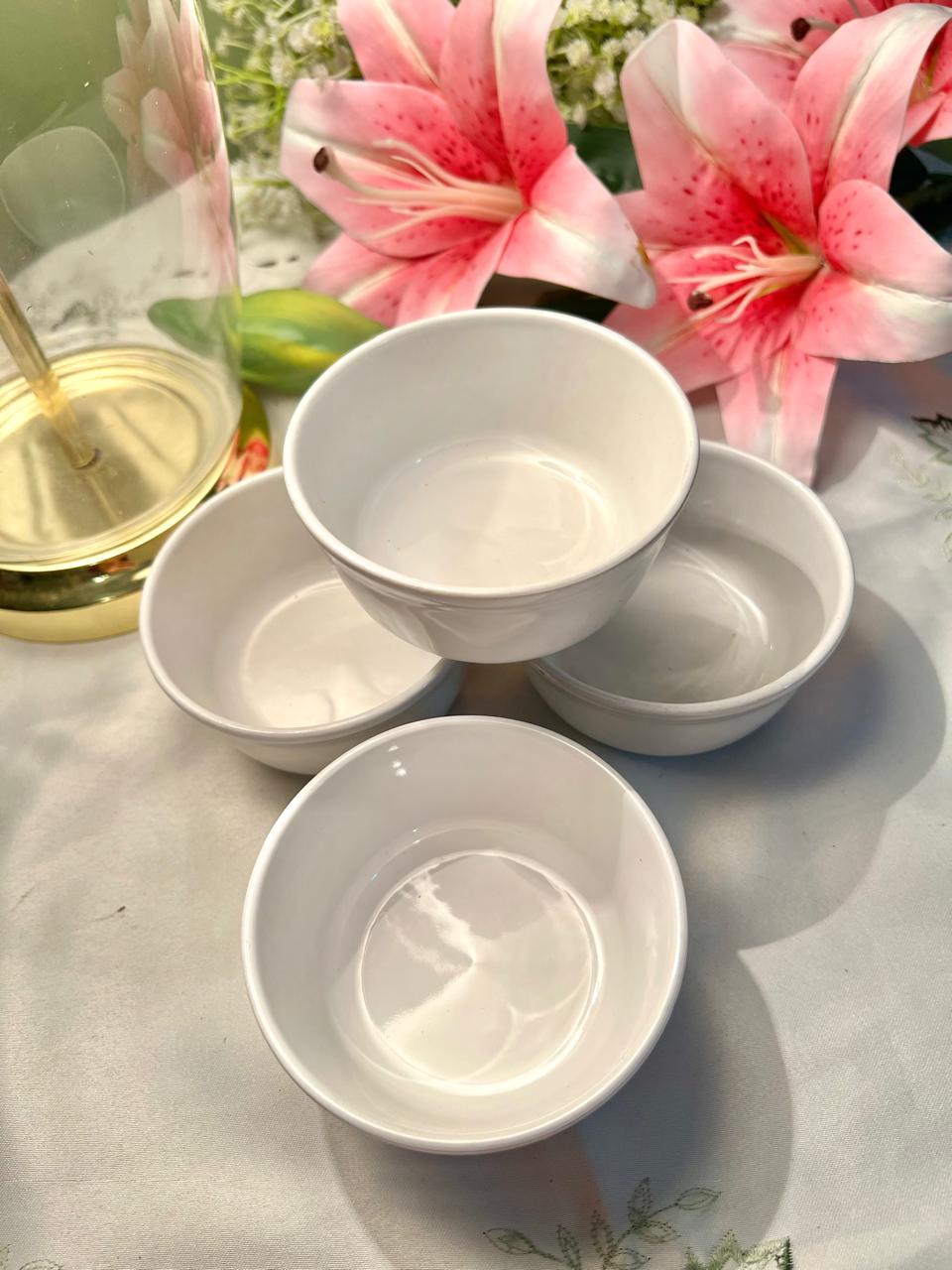 White Ceramic Ramekin Bowls – 4 Piece Set, 4 Inch