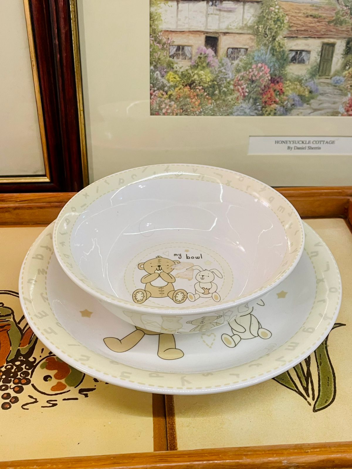 Button Corner Kids Plate & Bowl Set – Teddy & Bunny Design