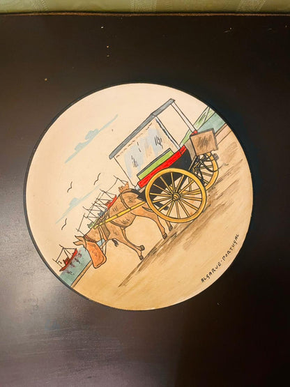 Vintage Algarve Portugal Horse Cart Wall Plate 8"