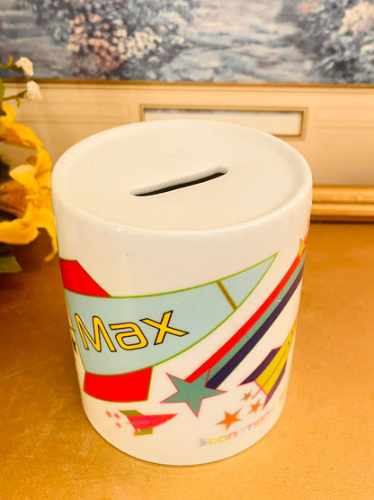 Max Rocket Design Ceramic Coin Bank