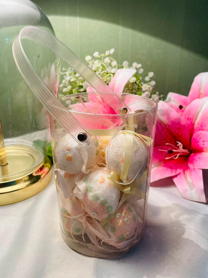 Set of Decorative Glitter Baubles in Clear Carry Case Approx. 14 cm