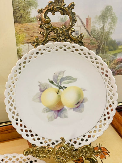 Set of 2 Decorative Plates, Cutwork, Thun Germany Pierced Lace Fruit Plates